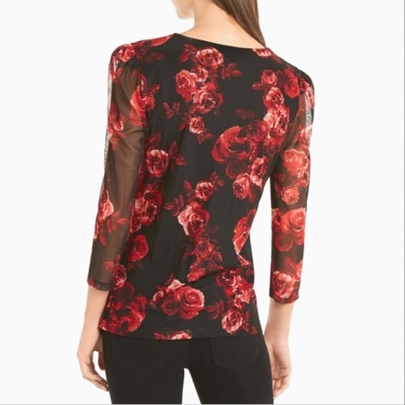 INC INTERNATIONAL CONCEPTS BLOUSE, Sz S, BLACK/RED, STRETCH, NEW - Picture 3 of 16